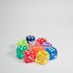 AJJS Dice Set - 8 x D6 Translucent Dice Set with Velvet Dice Bag - Multi Colour