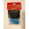 AJJS Dice Set - 8 x D6 Translucent Dice Set with Velvet Dice Bag - Light Blue