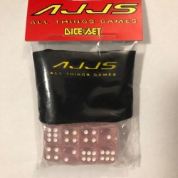 AJJS Dice Set - 8 x D6 Translucent Dice Set with Velvet Dice Bag - Light Pink