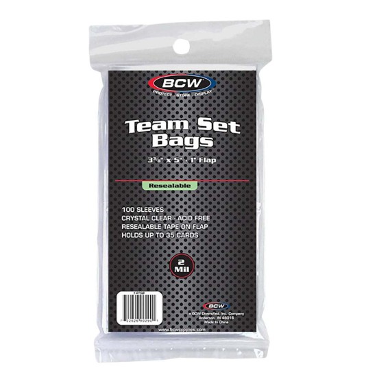BCW Team Set Bags Resealable (3" 3/8 x 5") (100 Bags Per Pack)