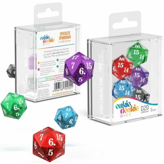 Oakie Doakie Dice D20 Spindown Speckled Selection 22mm