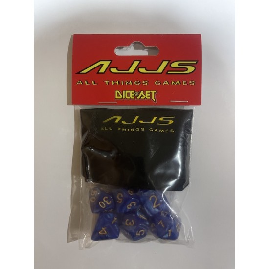 AJJS Role Play 7 Piece Dice Set with Velvet Bag