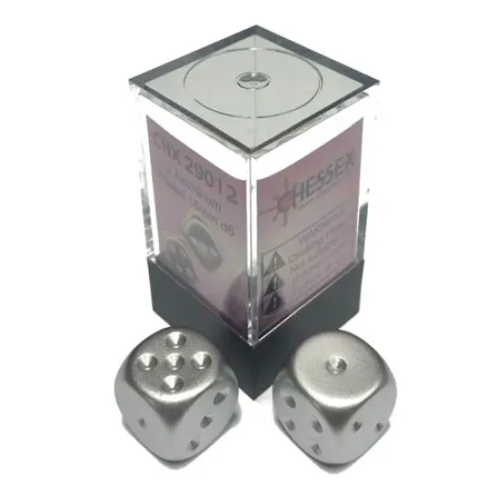 Chessex 16mm D6 Aluminum (matte finish) Metallic 16mm Pair