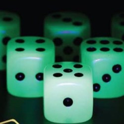 AJJS Dice Set - 8 x Glow in the Dark D6 Dice with Velvet Dice Bag