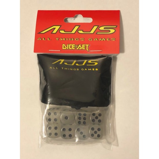 AJJS Dice Set - 8 x Glow in the Dark D6 Dice with Velvet Dice Bag