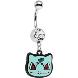 Pokémon Clear Gem Bulbasaur Dangle Belly Ring
