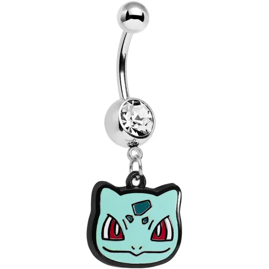 Pokémon Clear Gem Bulbasaur Dangle Belly Ring