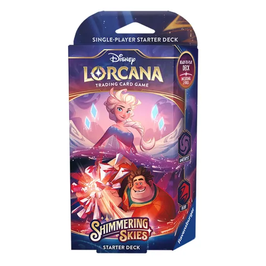 Disney Lorcana: Shimmering Skies Starter Deck -  Amethyst & Ruby (Elsa & Wreck-It Ralph) pack