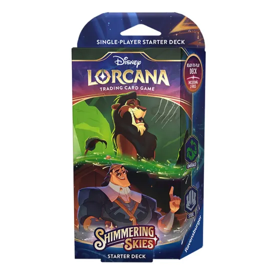 Disney Lorcana: Shimmering Skies Starter Deck - Emerald & Steel (Scar & Kronk) pack
